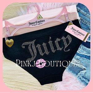 💗💋3pc {Juicy Couture} Beautiful Pink Neutral {Bling} Black Panties Set!